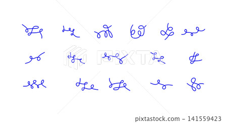 Wavy swirl line set. Flowing curves and continuous squiggle strokes. Thin doodle lines forming undulating abstract curvy stripes and tangled shapes Wavy swirl line set. Flowing curves and continuous squiggle strokes. Thin doodle lines forming undulating abstract curvy stripes and tangled shapes 141559423