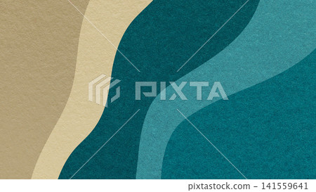 Abstract fluid wavy layered textured paper background in beige dark teal colors, flowing curved shapes for banner template Abstract fluid wavy layered textured paper background in beige dark teal colors, flowing curved shapes for banner template 141559641