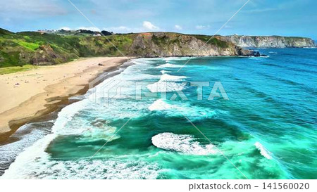 Stunning Aerial Views Showcasing a Beautiful and Serene Beach with Turquoise Waters 141560020