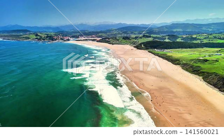 Experience the Stunning Aerial View of a Beautiful Scenic Beach and Coastal Landscape Experience the Stunning Aerial View of a Beautiful Scenic Beach and Coastal Landscape 141560021