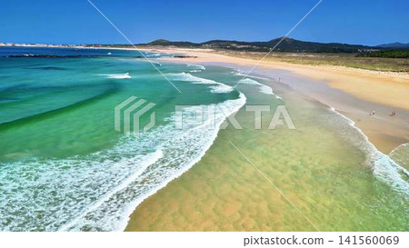 A Comprehensive Scenic Beach Overview Featuring Stunning Turquoise Waters and Soft Golden Sands A Comprehensive Scenic Beach Overview Featuring Stunning Turquoise Waters and Soft Golden Sands 141560069