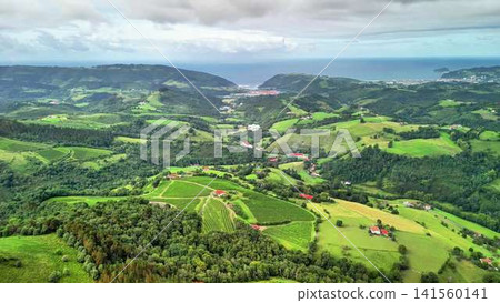 Experience the Stunning Landscape with Lush Green Fields and a Wide Coastal Horizon Experience the Stunning Landscape with Lush Green Fields and a Wide Coastal Horizon 141560141