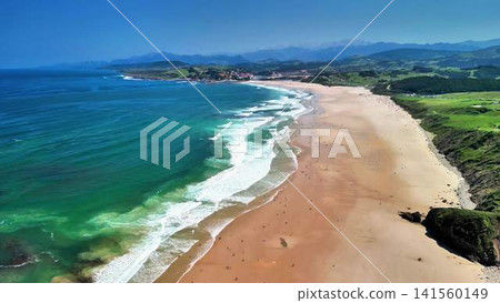 Stunning and breathtaking Aerial Beach View with Crystal Clear Water and a Lovely Sandy Shoreline Stunning and breathtaking Aerial Beach View with Crystal Clear Water and a Lovely Sandy Shoreline 141560149
