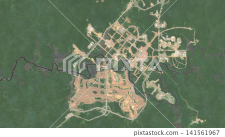 Top-down aerial illustration of Ciudad de la Paz, Equatorial Guinea Top-down aerial illustration of Ciudad de la Paz, Equatorial Guinea 141561967