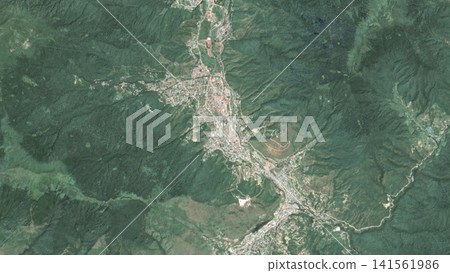 Top-down aerial illustration of Thimphu, Bhutan Top-down aerial illustration of Thimphu, Bhutan 141561986
