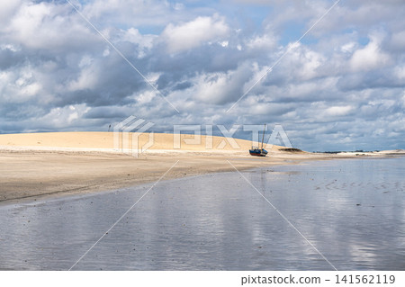 Jericoacoara, Brazil - Jan 26, 2026: Jericoacoara Beach, Praia de Jericoacoara at Jijoca de Jericoacoara, Ceara, Brazil Jericoacoara, Brazil - Jan 26, 2026: Jericoacoara Beach, Praia de Jericoacoara at Jijoca de Jericoacoara, Ceara, Brazil 141562119