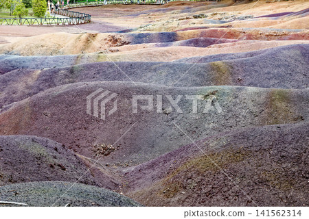 The Famous Seven Coloured Earths Volcanic Dunes in Chamarel, Mauritius The Famous Seven Coloured Earths Volcanic Dunes in Chamarel, Mauritius 141562314