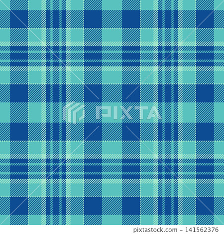 Traditional tartan plaid pattern with a woven fabric texture and clear check layout. Teal and blue tones create a seamless textile surface with classic fabric heritage for interior decor. Traditional tartan plaid pattern with a woven fabric texture and clear check layout. Teal and blue tones create a seamless textile surface with classic fabric heritage for interior decor. 141562376