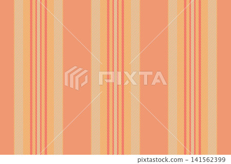 Random pattern fabric vector, neutral textile stripe vertical. Choice texture seamless background lines in orange and amber colors. 141562399