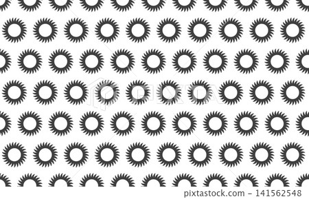 Abstract seamless pattern of cogwheellike suns. Minimalist monochrome design perfect for backgrounds, textiles, or website design. Represents energy, precision, or cyclical processes. Abstract seamless pattern of cogwheellike suns. Minimalist monochrome design perfect for backgrounds, textiles, or website design. Represents energy, precision, or cyclical processes. 141562548