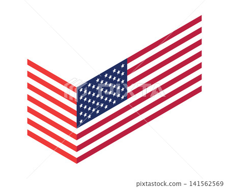 Patriotic United States flag check mark vector icon in an isometric style. Ideal for voting campaigns, democracy, elections, American pride, and political branding. Patriotic United States flag check mark vector icon in an isometric style. Ideal for voting campaigns, democracy, elections, American pride, and political branding. 141562569