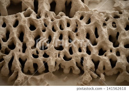 Textured surface of chalky lime material with porous formations and patterns Textured surface of chalky lime material with porous formations and patterns 141562618