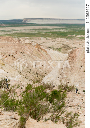 Scenic view of chalk and lime hills with green vegetation in foreground Scenic view of chalk and lime hills with green vegetation in foreground 141562627