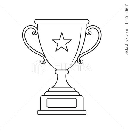Classic Trophy Cup Award with Star Outline Icon Isolated on White Background Classic Trophy Cup Award with Star Outline Icon Isolated on White Background 141562667