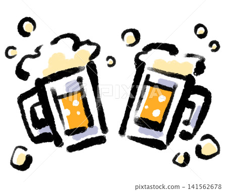 Brush painting style / Izakaya (Japanese pub) / Beer / Cheers / Alcohol / Illustration material / PNG material Brush painting style / Izakaya (Japanese pub) / Beer / Cheers / Alcohol / Illustration material / PNG material 141562678