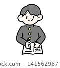 男生在筆記本上學習的插畫 | 手繪，學習，中小學生 141562967