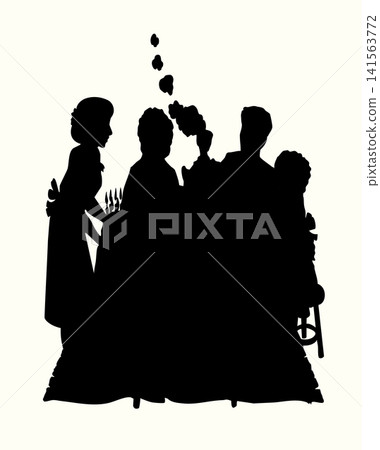 Vector drawing. Family at the table Vector drawing. Family at the table 141563772