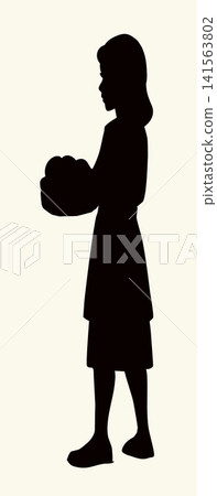 Vector drawing. The girl selling the fruits Vector drawing. The girl selling the fruits 141563802
