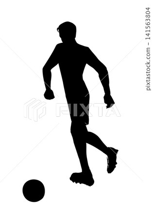 Vector drawing. Strong football player kick the ball Vector drawing. Strong football player kick the ball 141563804