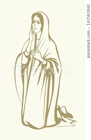 Vector illustration. Young praying girl Vector illustration. Young praying girl 141563848