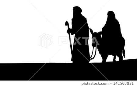 Vector drawing. Mary and Joseph 141563851