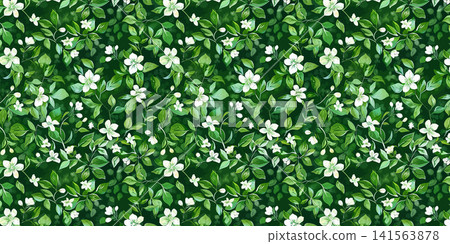 Seamless floral pattern. Beautiful green flowers and leaves pattern for fashion prints Seamless floral pattern. Beautiful green flowers and leaves pattern for fashion prints 141563878