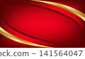 Abstract Red Background with Golden Ornament and Gold Ribbon Luxury Wave Pattern 141564047
