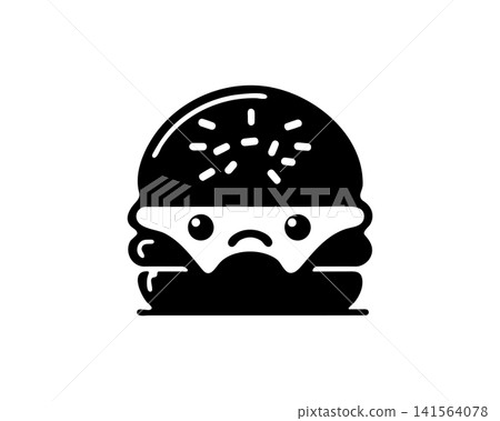 A simple black and white icon of a classic cheeseburger vector illustration. A simple black and white icon of a classic cheeseburger vector illustration. 141564078