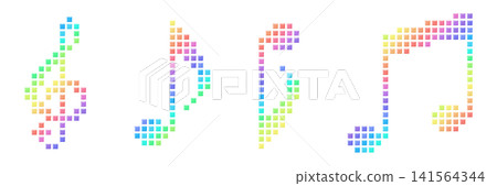 Rainbow-colored musical note icon set Rainbow-colored musical note icon set 141564344