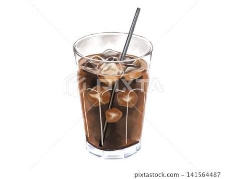 玻璃杯裝冰咖啡(配吸管) 玻璃杯裝冰咖啡(配吸管) 141564487