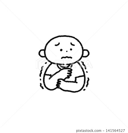 一個感到困惑和焦慮的人（線條畫） 141564527
