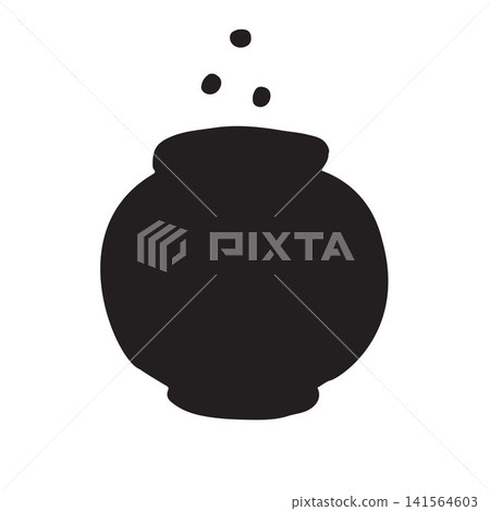 Vector hand drawn sketch witch bowl silhouette Vector hand drawn sketch witch bowl silhouette 141564603