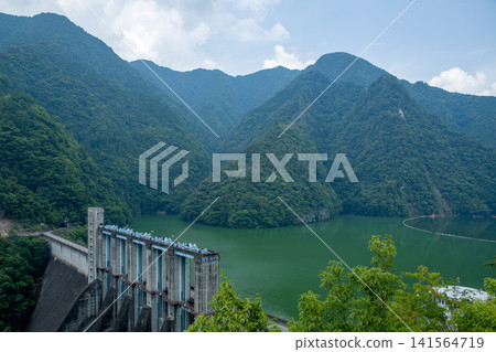 Sakuma Dam and Sakuma Lake Sakuma Dam and Sakuma Lake 141564719