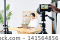 A scene from a model photoshoot in a studio. Recording, camera, video. 141564856