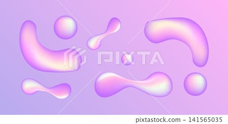Gradient iridescent shapes. liquid elements of holographic chameleon design palette of shimmering colors Gradient iridescent shapes. liquid elements of holographic chameleon design palette of shimmering colors 141565035
