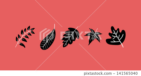 Hand drawn autumn leaves silhouette vector illustration Hand drawn autumn leaves silhouette vector illustration 141565040