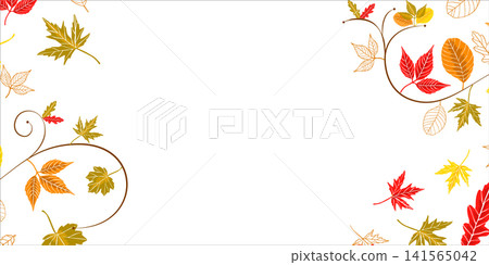 Hand drawn horizontal banner pattern with autumn bright leaves Hand drawn horizontal banner pattern with autumn bright leaves 141565042