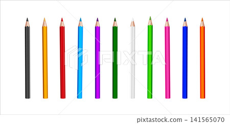 Set of color pencil with 3d realistic style. colorful color pencil for back to school design Set of color pencil with 3d realistic style. colorful color pencil for back to school design 141565070