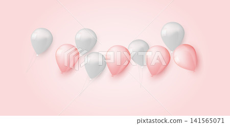 Soft color 3d realistic birthday balloons Soft color 3d realistic birthday balloons 141565071