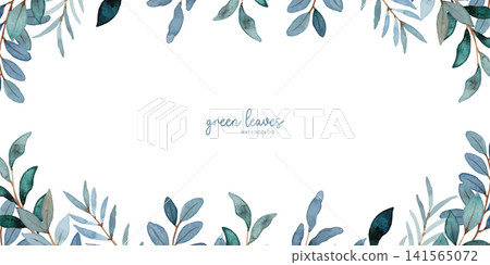 Spring green leaves frame background with watercolor flower Spring green leaves frame background with watercolor flower 141565072