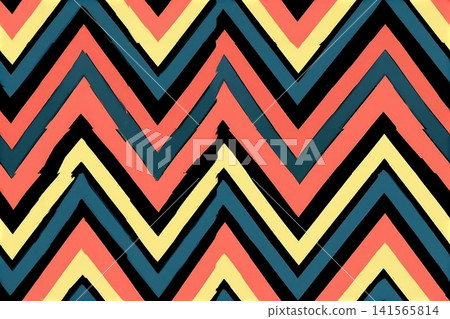 Colorful zigzag seamless pattern with bold chevron stripes on a dark background. Colorful zigzag seamless pattern with bold chevron stripes on a dark background. 141565814