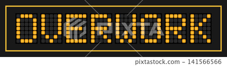 Orange color led banner in word overwork on black background 141566566
