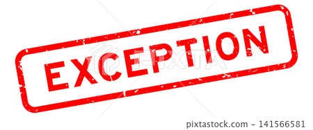 Grunge red exception word square rubber seal stamp on white background 141566581