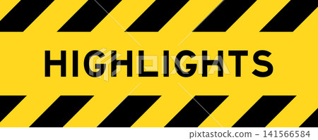 Yellow and black color with line striped label banner with word highlights Yellow and black color with line striped label banner with word highlights 141566584