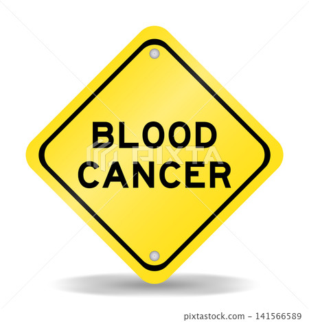 Yellow color transportation sign with word blood cancer on white background Yellow color transportation sign with word blood cancer on white background 141566589