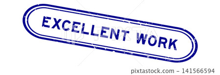 Grunge blue excellent work word rubber seal stamp on white background Grunge blue excellent work word rubber seal stamp on white background 141566594