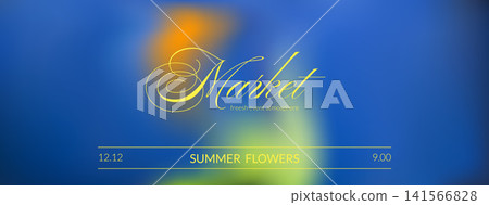 Gentle blur glass wildflower gradient background. Yellow daffodil floral on blue gradation summer cover. Vector orange smooth flower on dynamic water or sky backdrop. Plant blurred invitation template Gentle blur glass wildflower gradient background. Yellow daffodil floral on blue gradation summer cover. Vector orange smooth flower on dynamic water or sky backdrop. Plant blurred invitation template 141566828