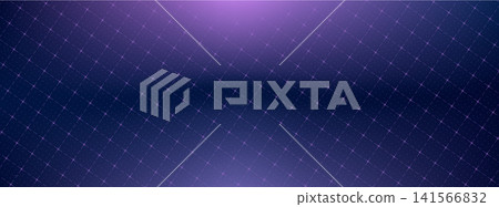 Grid game background with diagonal crosses and violet glow. Blue digital space shows fine dots and a soft gradient. Panoramic vector grid game backdrop for website header or advertising banner Grid game background with diagonal crosses and violet glow. Blue digital space shows fine dots and a soft gradient. Panoramic vector grid game backdrop for website header or advertising banner 141566832
