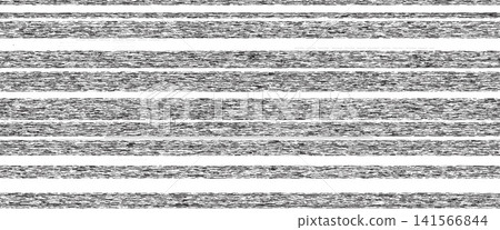 Tv texture shaped by dense black glitch bands and fragmented analog noise. White gaps break the gritty screen into irregular rows. Distressed tv texture creates a vector backdrop for poster design 141566844