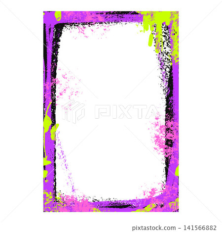 Bold spraypaint graffiti frame with neon borders and messy painted edges. Pink and lime spraypaint splash on dark wall with grunge frame. Vector urban element for hip hop flyer for music promotion Bold spraypaint graffiti frame with neon borders and messy painted edges. Pink and lime spraypaint splash on dark wall with grunge frame. Vector urban element for hip hop flyer for music promotion 141566882